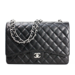 샤넬 캐비어 클래식 맥시 블랙/은장