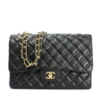 샤넬 클래식 램스킨 라지 블랙/금장