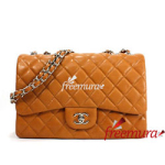 샤넬 클래식 램스킨 라지  브라운 은장