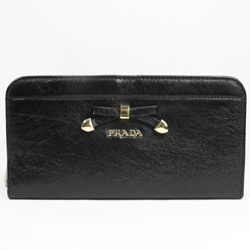 프라다 11FW 신상 리본 칼프스킨 똑딱이 지갑 블랙