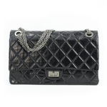 샤넬 빈티지 메탈릭 31cm 점보 램스킨 블랙/은장