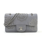 샤넬 램스킨 로즈자수 플랩숄더백 그레이