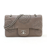 샤넬 램스킨 로즈자수 플랩숄더백 카키베이지
