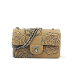 샤넬 램스킨 로즈자수 플랩숄더백 스몰 옐로우베이지