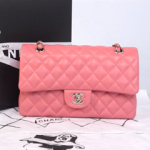 샤넬 클래식 램스킨 2.55백 미듐 핑크