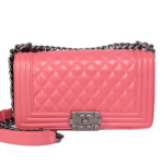 샤넬 램스킨 보이백 미듐 핑크