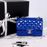 샤넬 클래식 페이던트  블루  금장