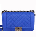 샤넬 이지 캐비어 보이백 미듐 블루