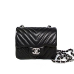 샤넬 램스킨 미니플랩백 1115 블랙 은장 16cm