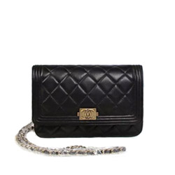 샤넬 woc 램스킨 보이백 블랙 금장