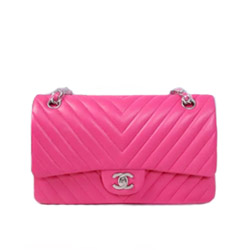 샤넬 램스킨 플랩백 1112 핑크 은장