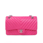 샤넬 램스킨 플랩백 1112 핑크 은장