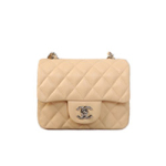 샤넬 캐비어 1115 미니 플랩백16cm 베이지/은장