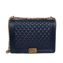 샤넬 캐비어 보이백 네이비/금장 30cm
