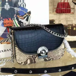 프라다 크로스백 1BD030 크로커 블랙