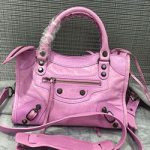 발렌시아가 미니 시티 소가죽 핑크