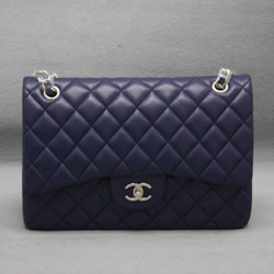 샤넬 램스킨 라지 더블플랩 네이비