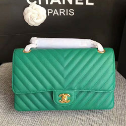 샤넬 클래식 캐비어 금장 25cm