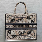크리스찬디올 이중 자수 장식 패브릭 백 41cm